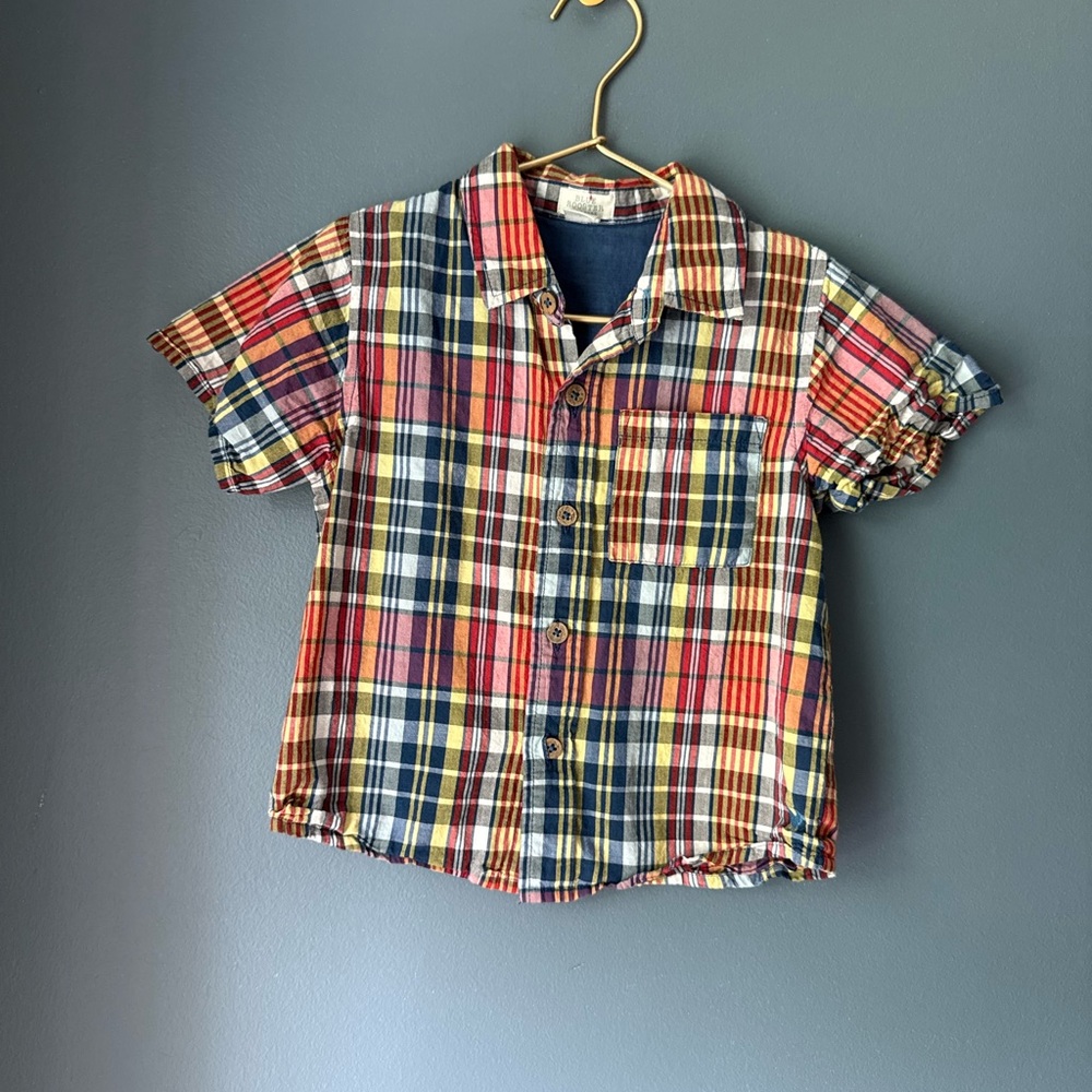 Blue rooster plaid‎ shirt